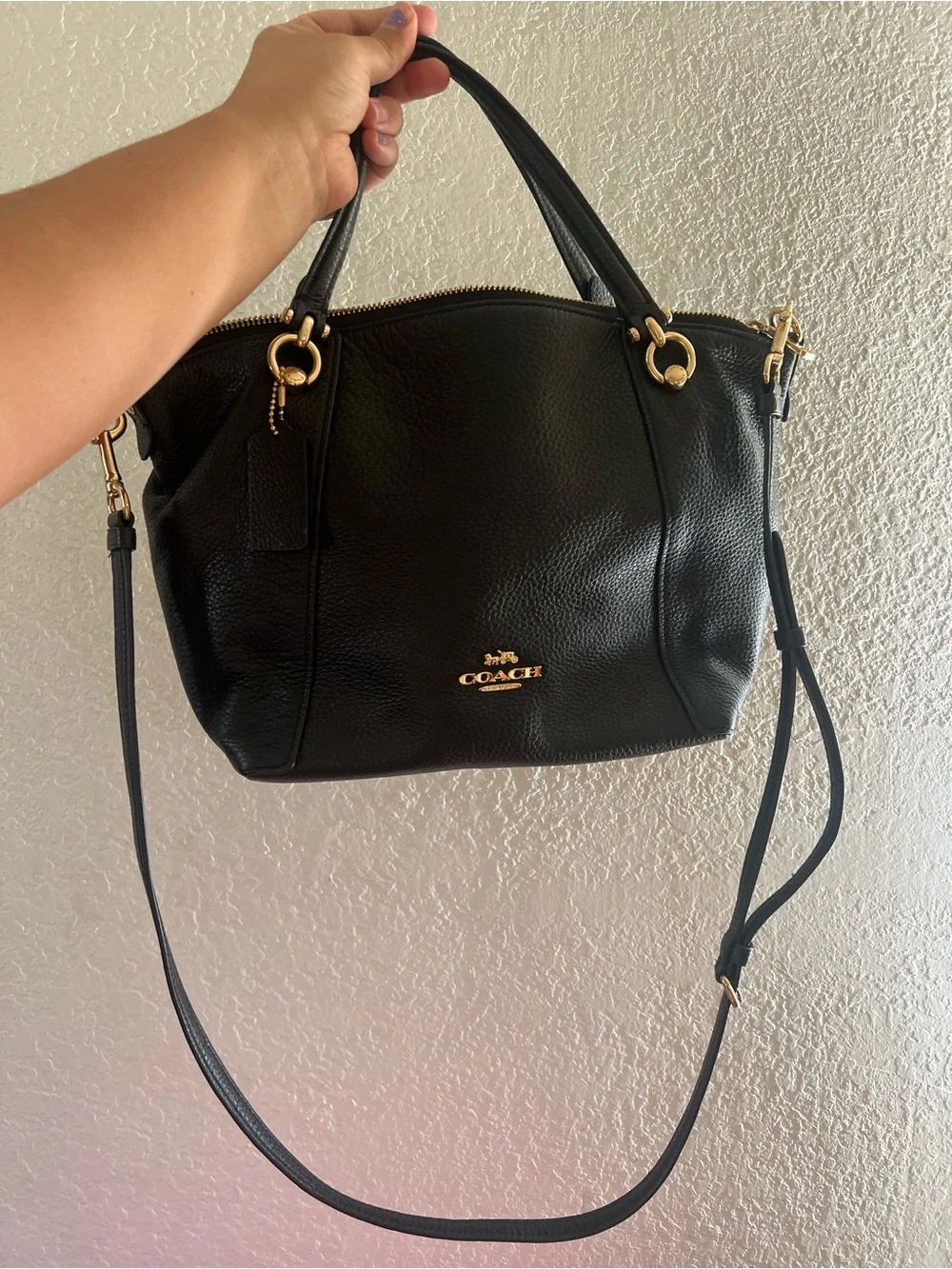 Coach Black Leather Tote with Gold Hardware Kelsey satchel - Picture 1 of 6